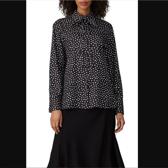JASON WU Women's Polka Dot Tie Neck Blouse Size 4 in Black - Picture 2 of 12